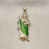 Oro Laminado Religious Pendant, Gold Filled Style San Judas Design, Polished, Tricolor, 05.210.0019.1