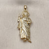 Oro Laminado Religious Pendant, Gold Filled Style San Judas Design, Polished, Golden Finish, 05.210.0021