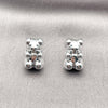 Rhodium Gold Filled Stud Earring, Teddy Bear Design, Polished, Rhodium Finish, 02.455.0006