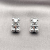 Rhodium Gold Filled Stud Earring, Teddy Bear Design, Polished, Rhodium Finish, 02.455.0006