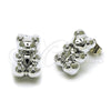 Rhodium Gold Filled Stud Earring, Teddy Bear Design, Polished, Rhodium Finish, 02.455.0006