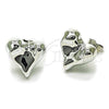 Rhodium Gold Filled Stud Earring, Heart Design, Polished, Rhodium Finish, 02.455.0011