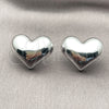 Rhodium Gold Filled Stud Earring, Heart Design, Polished, Rhodium Finish, 02.455.0013