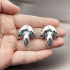 Rhodium Gold Filled Stud Earring, Leaf Design, Polished, Rhodium Finish, 02.455.0018
