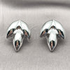 Rhodium Gold Filled Stud Earring, Leaf Design, Polished, Rhodium Finish, 02.455.0018
