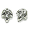 Rhodium Gold Filled Stud Earring, Leaf Design, Polished, Rhodium Finish, 02.455.0018
