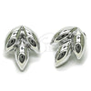 Rhodium Gold Filled Stud Earring, Leaf Design, Polished, Rhodium Finish, 02.455.0018