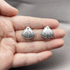 Rhodium Gold Filled Stud Earring, Shell Design, Polished, Rhodium Finish, 02.455.0023