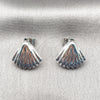 Rhodium Gold Filled Stud Earring, Shell Design, Polished, Rhodium Finish, 02.455.0023