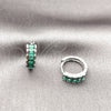 Rhodium Gold Filled Huggie Hoop, with Green Cubic Zirconia, Polished, Rhodium Finish, 02.213.0934.14