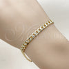 Oro Laminado Basic Bracelet, Gold Filled Style Curb Design, Diamond Cutting Finish, Golden Finish, 04.213.0366.07 (05 MM Thickness, 8 Inches Length)