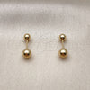 Oro Laminado Stud Earring, Gold Filled Style Ball Design, Polished, Golden Finish, 02.456.0001