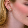 Oro Laminado Stud Earring, Gold Filled Style Butterfly Design, with White Cubic Zirconia, Polished, Golden Finish, 02.456.0005