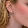 Oro Laminado Stud Earring, Gold Filled Style Ball Design, with Ivory Pearl, Polished, Golden Finish, 02.456.0013