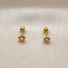 Oro Laminado Stud Earring, Gold Filled Style Flower Design, with Ivory Pearl, Polished, Golden Finish, 02.456.0014