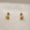 Oro Laminado Stud Earring, Gold Filled Style Heart Design, Polished, Golden Finish, 02.456.0019