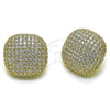 Oro Laminado Stud Earring, Gold Filled Style with White Cubic Zirconia, Polished, Golden Finish, 02.457.0002