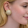Oro Laminado Stud Earring, Gold Filled Style Ball Design, with White Cubic Zirconia, Polished, Golden Finish, 02.457.0004