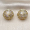 Oro Laminado Stud Earring, Gold Filled Style Ball Design, with White Cubic Zirconia, Polished, Golden Finish, 02.457.0004