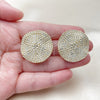Oro Laminado Stud Earring, Gold Filled Style with White Cubic Zirconia, Polished, Golden Finish, 02.457.0007