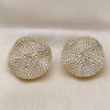 Oro Laminado Stud Earring, Gold Filled Style with White Cubic Zirconia, Polished, Golden Finish, 02.457.0007