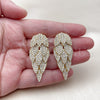 Oro Laminado Chandelier Earring, Gold Filled Style Leaf Design, with White Cubic Zirconia, Polished, Golden Finish, 02.457.0018