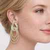 Oro Laminado Long Earring, Gold Filled Style Baguette Design, with White Cubic Zirconia, Polished, Golden Finish, 02.457.0022