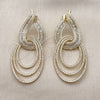 Oro Laminado Long Earring, Gold Filled Style Baguette Design, with White Cubic Zirconia, Polished, Golden Finish, 02.457.0022
