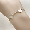 Oro Laminado Fancy Bracelet, Gold Filled Style Heart and Rolo Design, Diamond Cutting Finish, Golden Finish, 03.418.0005.07 (Thickness, 7 Inches Length)