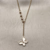 Oro Laminado Fancy Necklace, Gold Filled Style Butterfly and Miami Cuban Design, Diamond Cutting Finish, Golden Finish, 04.418.0001.16 (Thickness, 16 Inches Length)