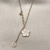 Oro Laminado Fancy Necklace, Gold Filled Style Flower and Ball Design, Diamond Cutting Finish, Golden Finish, 04.418.0003.16 (Thickness, 16 Inches Length)