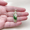 Oro Laminado Religious Pendant, Gold Filled Style San Judas Design, with White Cubic Zirconia, Polished, Tricolor, 05.458.0001