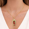 Oro Laminado Religious Pendant, Gold Filled Style Guadalupe Design, Polished, Tricolor, 05.458.0002