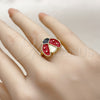 Oro Laminado Elegant Ring, Gold Filled Style Ladybug Design, Red Enamel Finish, Golden Finish, 01.381.0007 (One size fits all)