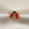 Oro Laminado Elegant Ring, Gold Filled Style Ladybug Design, Red Enamel Finish, Golden Finish, 01.381.0007 (One size fits all)