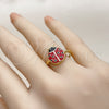Oro Laminado Elegant Ring, Gold Filled Style Ladybug Design, Red Enamel Finish, Golden Finish, 01.381.0009 (One size fits all)