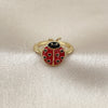 Oro Laminado Elegant Ring, Gold Filled Style Ladybug Design, Red Enamel Finish, Golden Finish, 01.381.0009 (One size fits all)
