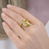 Oro Laminado Multi Stone Ring, Gold Filled Style Star and Snail Design, with White Cubic Zirconia, Polished, Golden Finish, 01.381.0011 (One size fits all)