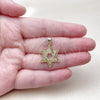 Oro Laminado Religious Pendant, Gold Filled Style Star of David Design, with White Micro Pave, Polished, Golden Finish, 05.459.0005