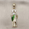 Oro Laminado Religious Pendant, Gold Filled Style San Judas Design, Polished, Tricolor, 05.196.0018