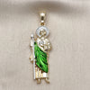Oro Laminado Religious Pendant, Gold Filled Style San Judas Design, Polished, Tricolor, 05.196.0019