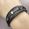 Stainless Steel Fancy Bracelet, Black Leather Finish, Steel Finish, 03.462.0004.09 (25 MM Thickness, 9 Inches Length)