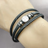 Stainless Steel Fancy Bracelet, Cross and Box Design, Black Leather Finish, Steel Finish, 03.462.0013.09 (22 MM Thickness, 9 Inches Length)