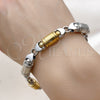 Stainless Steel Solid Bracelet, Polished, Two Tone, 03.461.0002.09 (09 MM Thickness, 9 Inches Length)