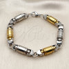 Stainless Steel Solid Bracelet, Polished, Two Tone, 03.461.0002.09 (09 MM Thickness, 9 Inches Length)