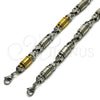 Stainless Steel Solid Bracelet, Polished, Two Tone, 03.461.0002.09 (09 MM Thickness, 9 Inches Length)