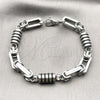 Stainless Steel Solid Bracelet, Polished, Steel Finish, 03.461.0004.09 (Thickness, 9 Inches Length)
