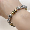 Stainless Steel Solid Bracelet, Polished, Two Tone, 03.461.0004.1.09 (Thickness, 9 Inches Length)