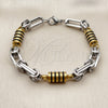 Stainless Steel Solid Bracelet, Polished, Two Tone, 03.461.0004.1.09 (Thickness, 9 Inches Length)