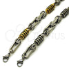 Stainless Steel Solid Bracelet, Polished, Two Tone, 03.461.0004.1.09 (Thickness, 9 Inches Length)